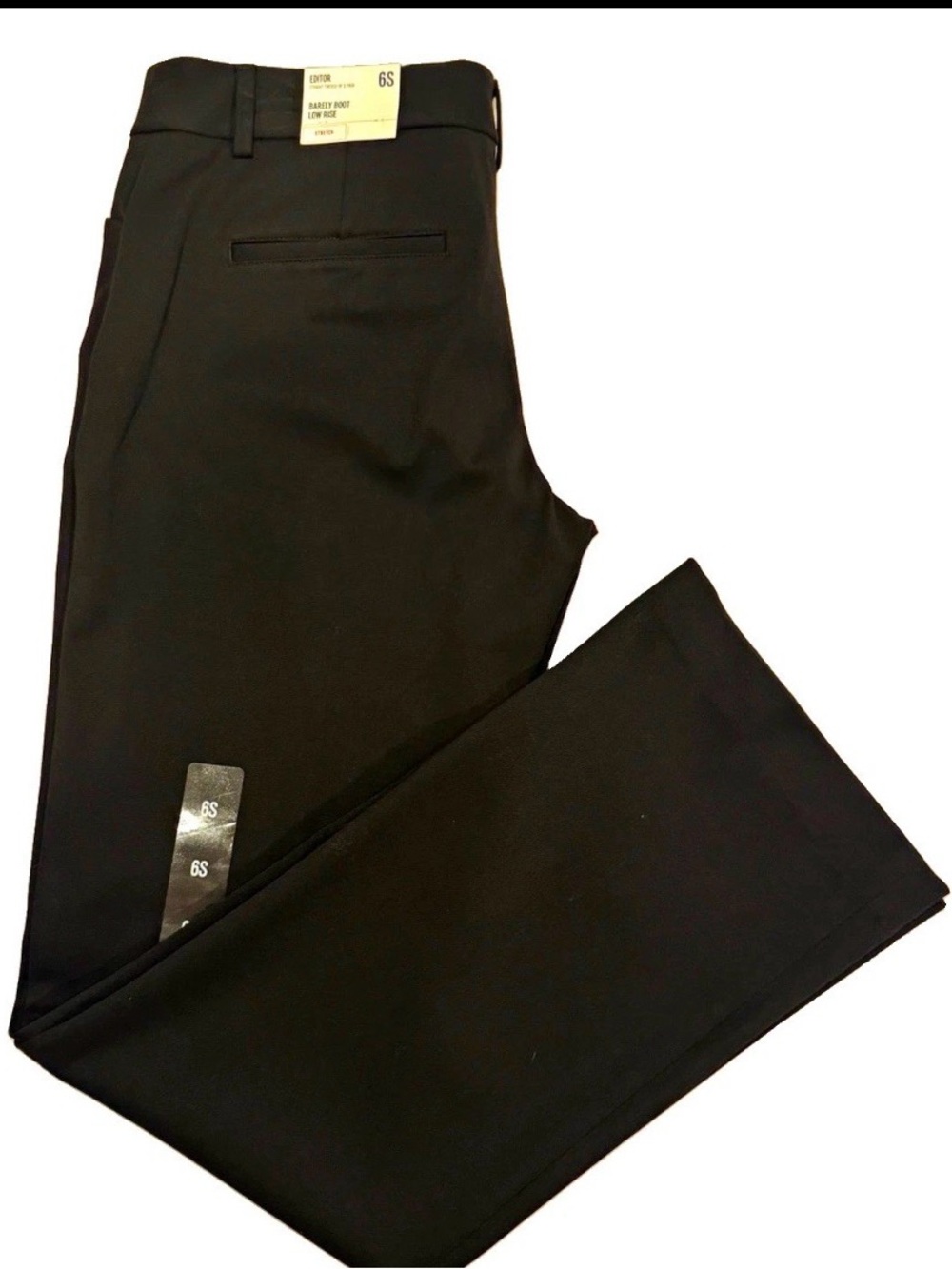 NWT Express Editor Barely Boot Low Rise Pants 6S Black Stretch Dress Pants